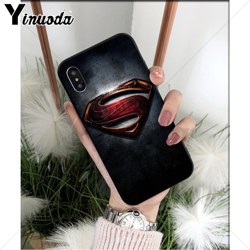 Yinuoda DC hero Супермен Силиконовый мягкий ТПУ Черный чехол для телефона для iPhone X XS MAX 6 6s 7 7plus 8 8Plus 5 5S SE XR