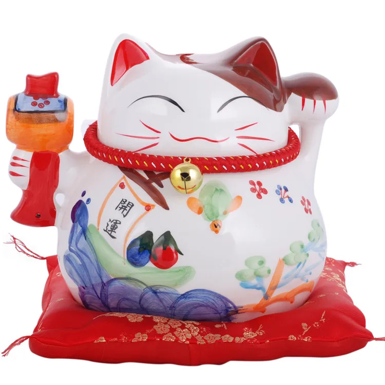 10 дюймов Maneki Neko керамика Lucky Cat домашний декор фарфоровые декоративные украшения бизнес-подарки Фортуна кошка копилка фэншуй ремесло подарок - Цвет: 20CM-TT