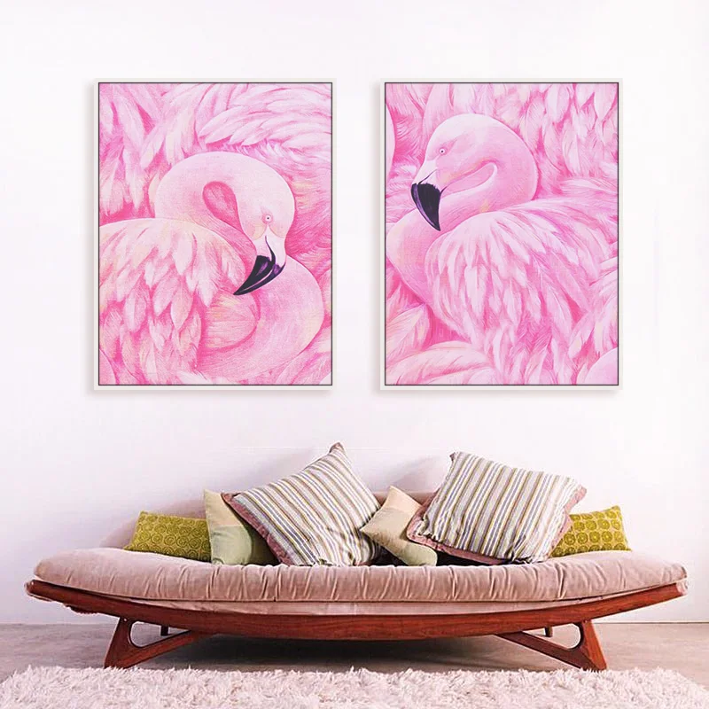 Постер в скандинавском стиле с изображением фламинго животных печать на холсте