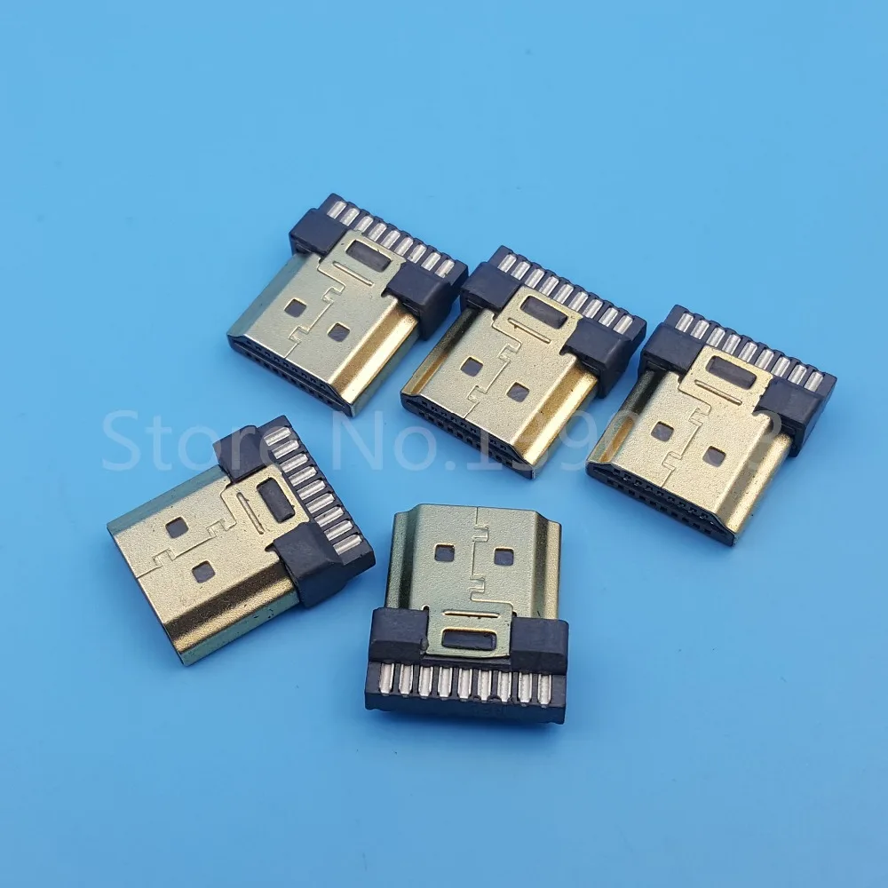 50 шт. HDMI Штекерная позолоченная пластина 19Pin Штекерный провод для припоя DIY