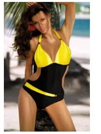 Pocket Girl купальники больших размеров купальник женский swimwear монокини купальник с высоким воротом женский монокини с вырезом Глубокий v-образный вырез купальник черный трикини пляжный купальный костюм с пуш-ап - Цвет: Цвет: желтый