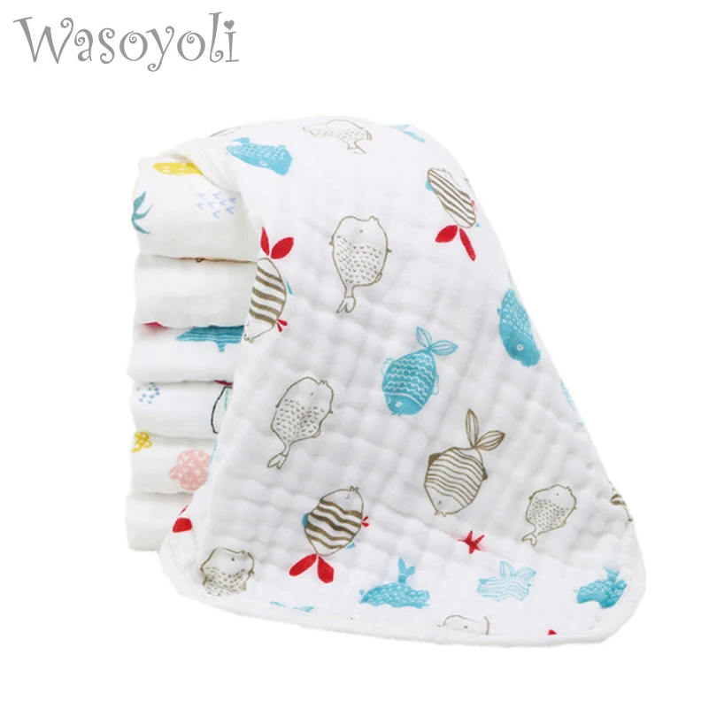 Полотенце Wasoyoli с разноцветным принтом Размеры 35*75 см 100% муслиновый хлопок 6 слоев