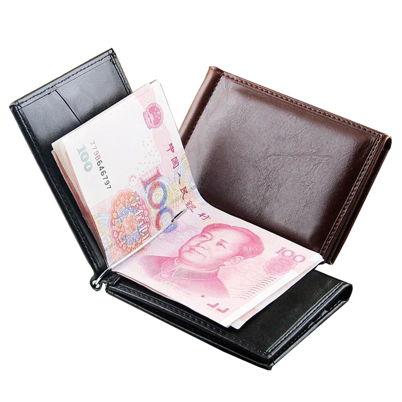 Лидер продаж, модный мужской кожаный кошелек с зажимом для денег, магнитный засов, держатель для кредитных карт, деловой короткий дизайнерский кошелек для мужчин