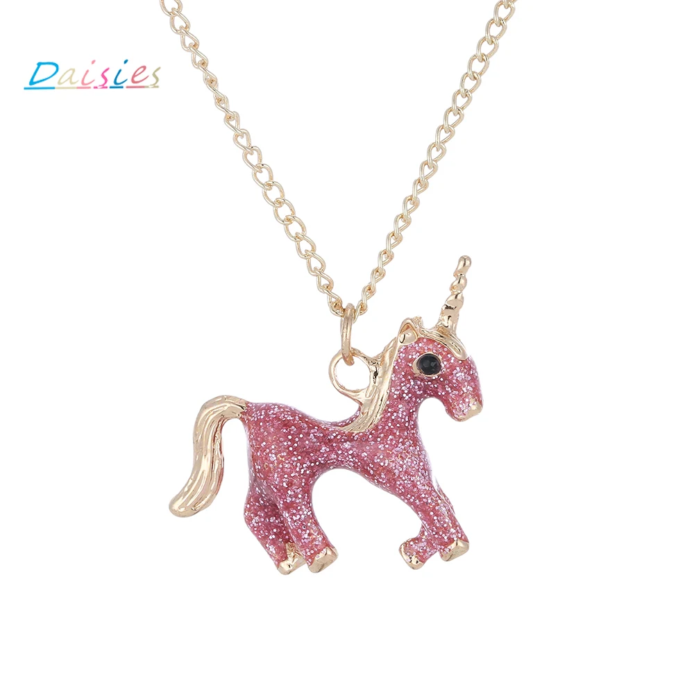 1 шт. эмалированное ожерелье с кулоном в виде единорога розовый или серый цвет |