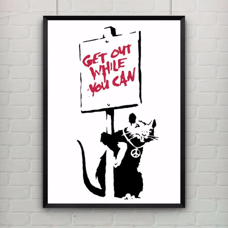 

Canvas Painting Poster Provocative Humor Wall Picture,NEW Canvas Art Rat by Banksy Print Graffiti Art Modern Art ,No frame