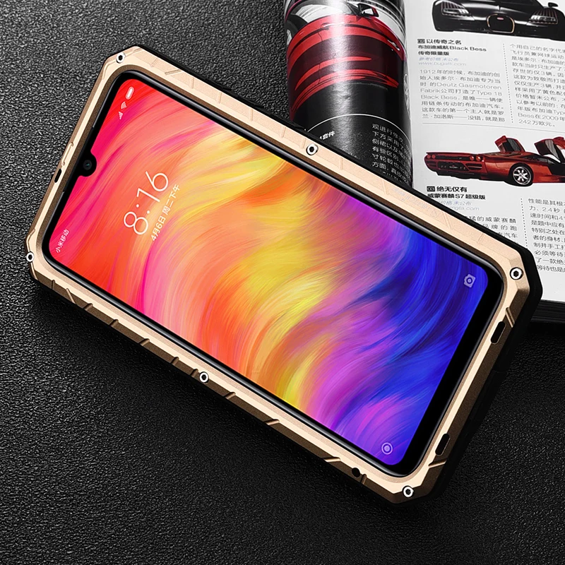 Повседневный водонепроницаемый чехол для Xiaomi Redmi Note 7 противоударный сверхпрочный силиконовый алюминиевый металлический чехол для Redmi Note 7 Pro Чехол