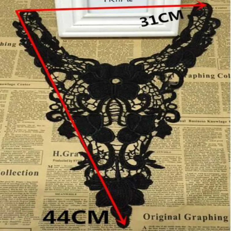 2 шт./лот черный вышитый воротник Венеция кружево цветы аппликация отделка и