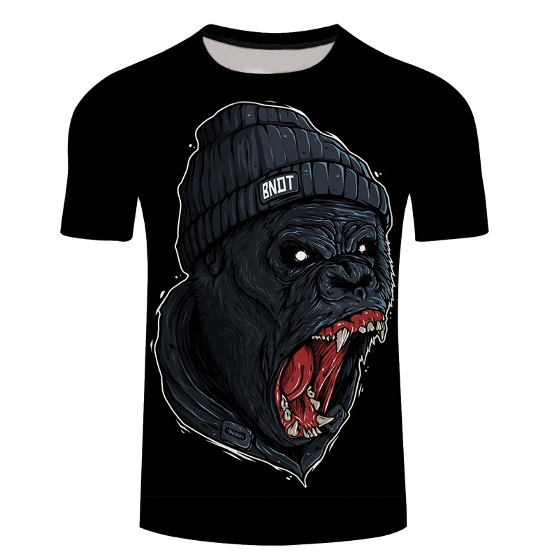 Новая летняя брендовая футболка большого размера с 3D-принтом головы орангутанга