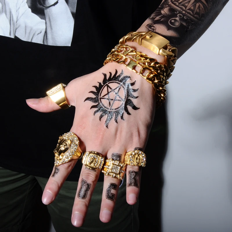 Хип-хоп IP Позолоченные микро проложенные Стразы Iced Out Bling кольцо с изображением лошади титановые кольца из нержавеющей стали для мужчин и женщин ювелирные изделия