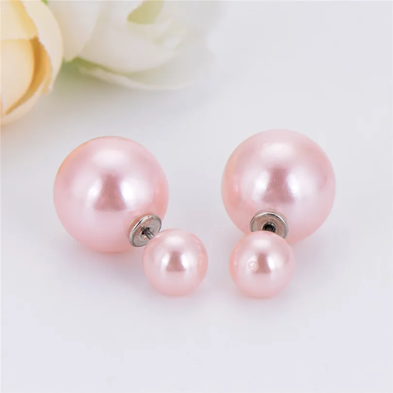 10 пара/лот красивые круглые серьги-гвоздики с двойными шариками женские милые