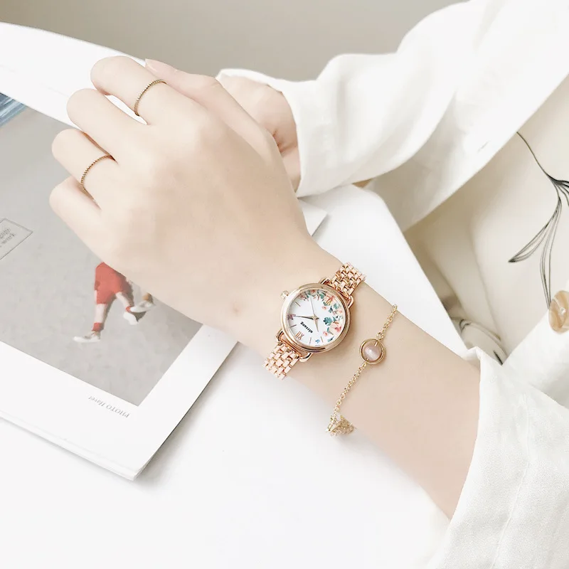 Fashion flower women watches rose gold stainless steel ladies wrist watch 2019 popular young clock gift reloj mujer | Наручные часы