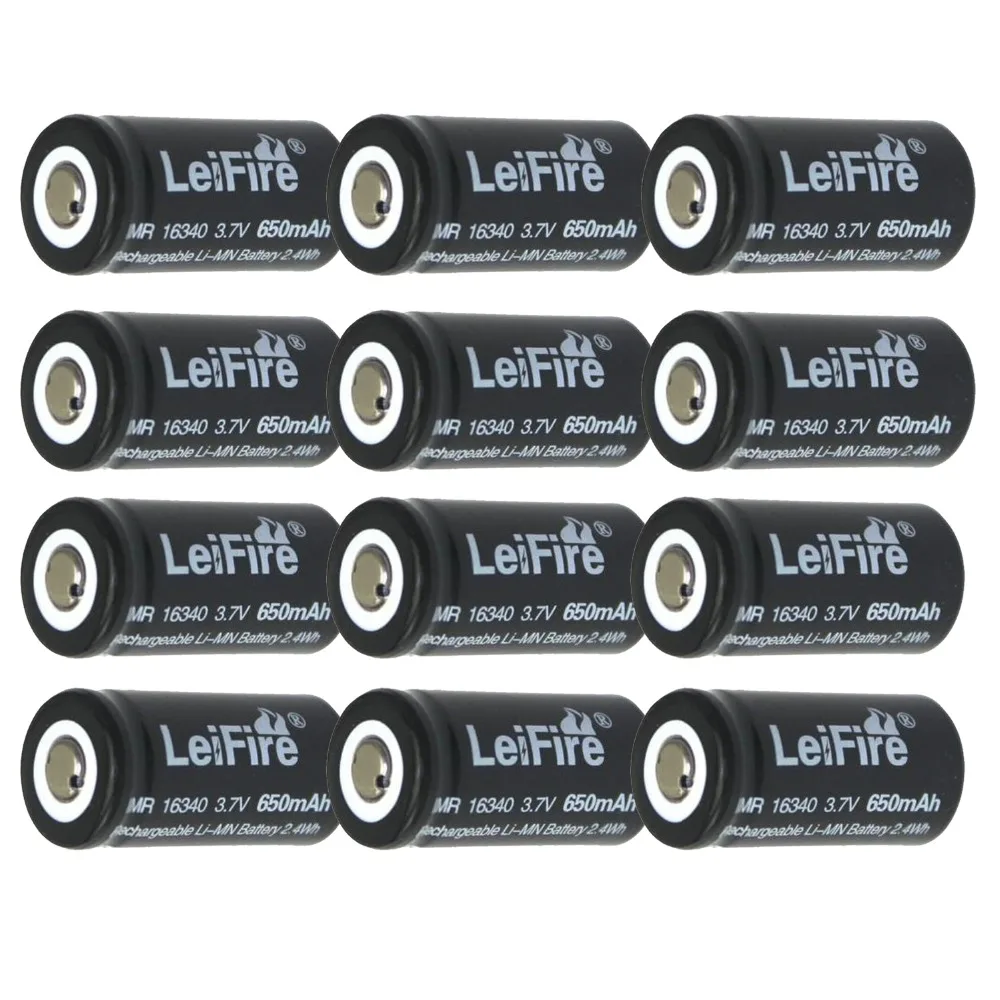 12Pieces CR123A 3.7V 650mAh Li-ion 16340 rechargeable Battery for Led Flashlight Batteries | Rechargeable