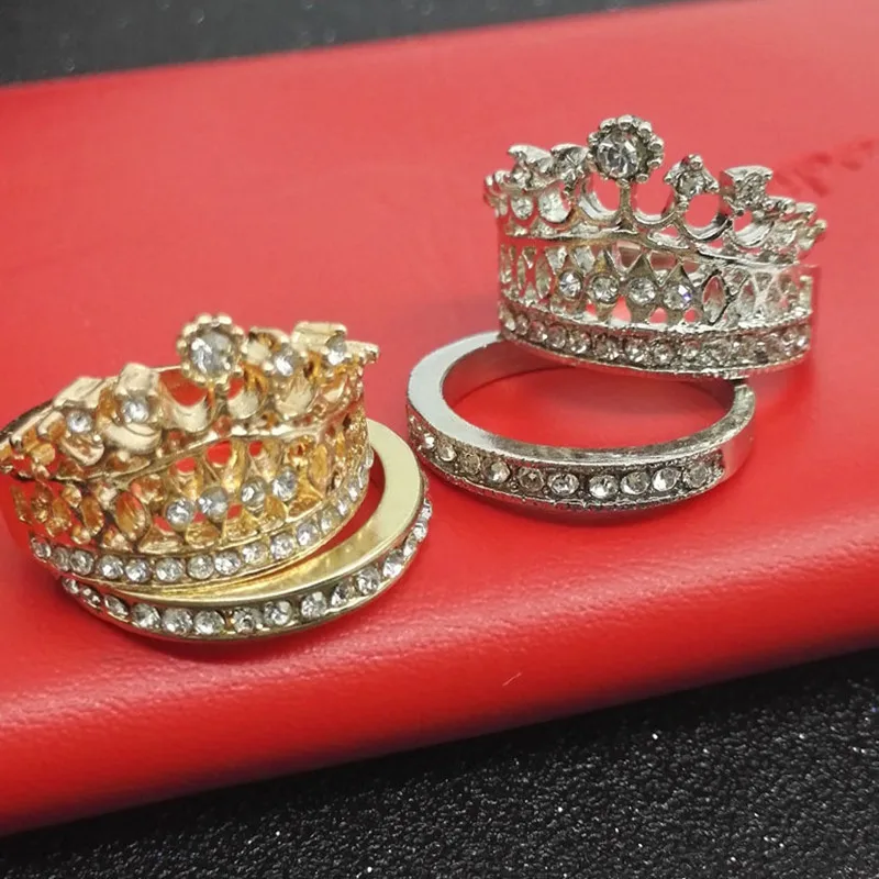 Женское кольцо в форме короны со стразами простое обручальное из циркония |