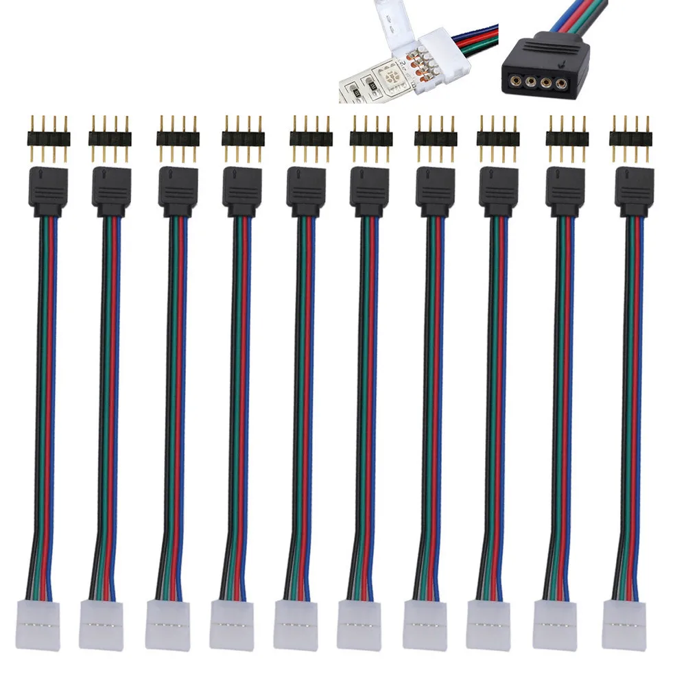10 шт. мм 4 контактный мужской разъем PCB кабель для RGB 5050 3528 светодиодные