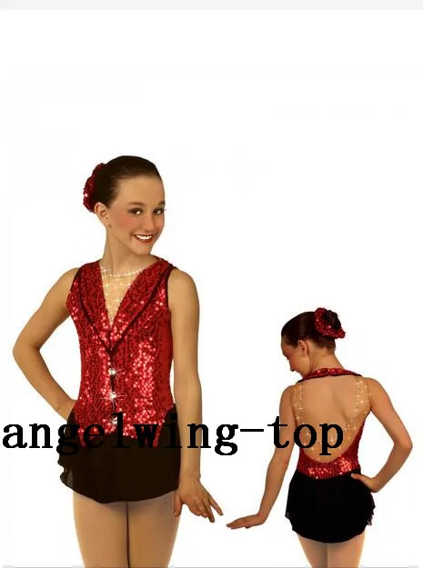 Красная одежда для фигурного катания лидер продаж на коньках девочек коньков без