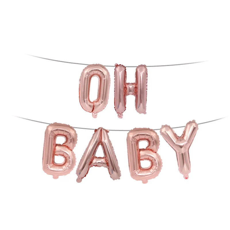 6Pcs Rose Gold 16inch Oh Baby Letter Balloons Wedding Decoration Children Party Supplies Aluminum Foil Balloon Shower Decor | Дом и сад
