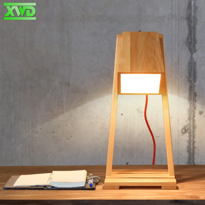 

Modern Study Desktop Wooden Table Lamp E27 Lamp Holder 110-240V Foyer Bedroom Indoor Lighting Free Shipping