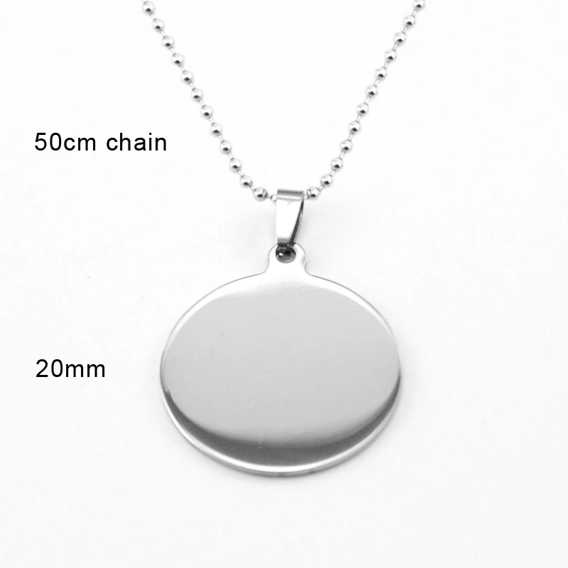 

100% Stainless Steel Round Blank Tag Pendant Necklace Metal Dog Tags Jewelry Accessories Pet ID Tag Charm Wholesale 10pcs
