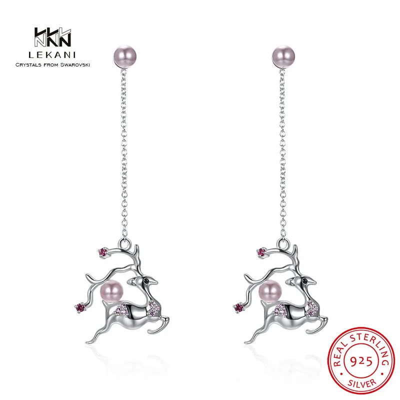 Женские серьги капли с кристаллами Swarovski LEKANI из стерлингового серебра 925 пробы