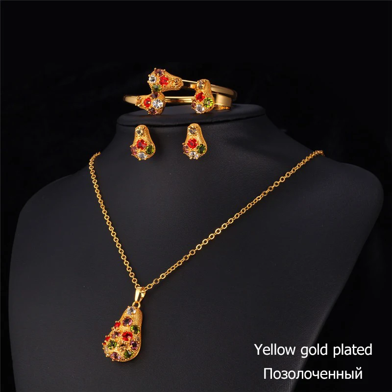 U7 Кристалл Колье Браслет Серьги Кольцо Набор Украшений Для Женщин Свадебные