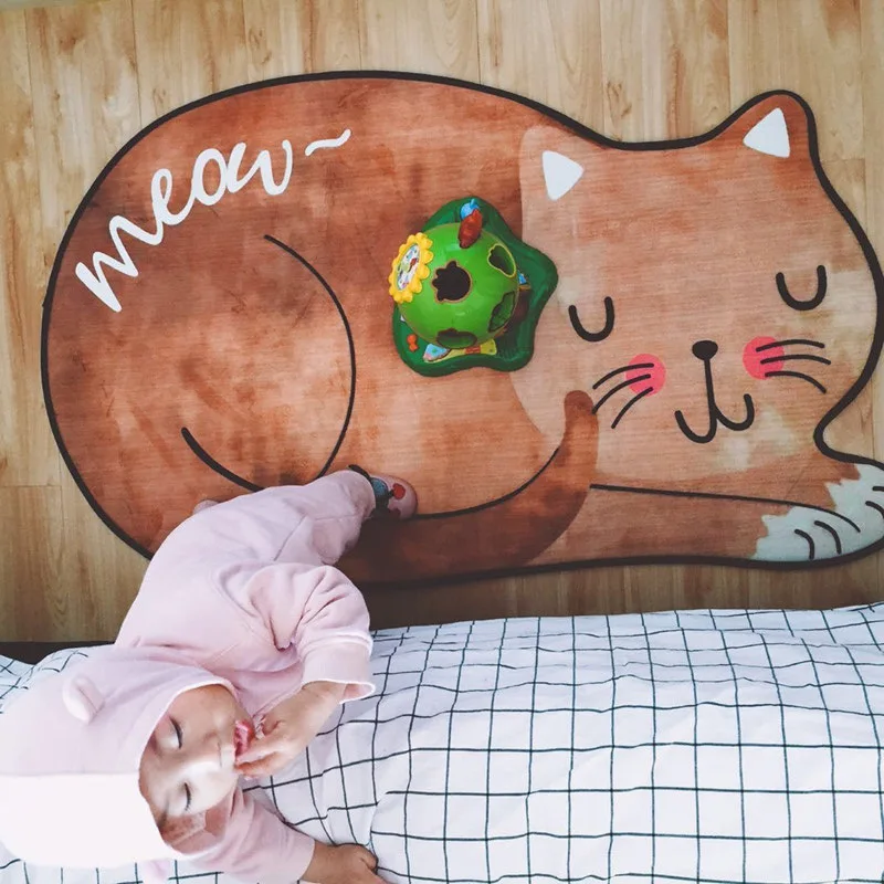 Kawaii ручная работа 3D кошачий дизайн коврик Противоскользящий для пола моющийся