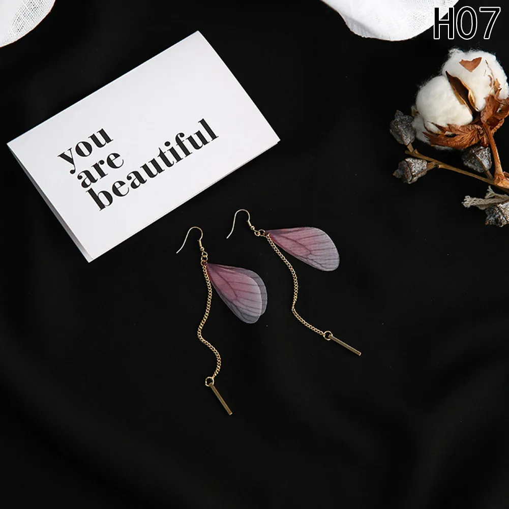 1 пара новые золотые минимализм крылья бабочки длинные серьги для женщин Модные