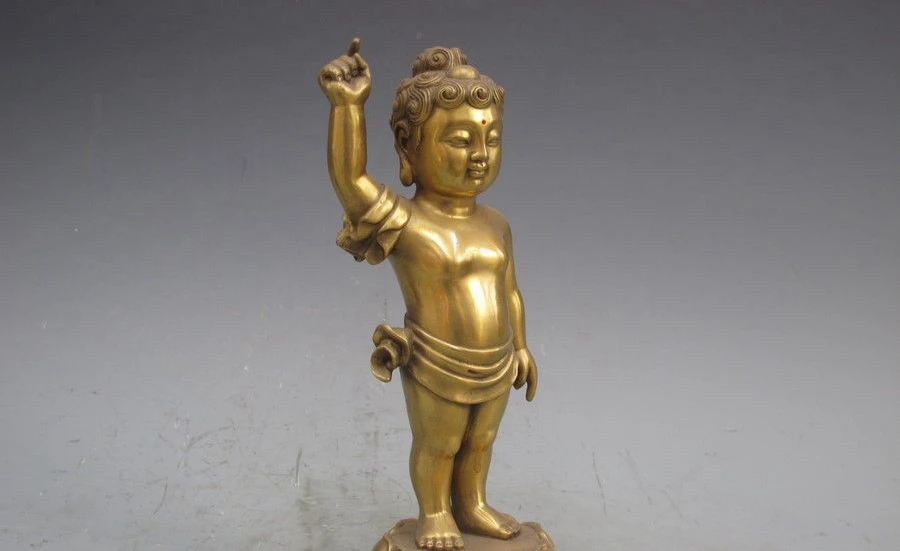 Тибет Буддизм Чистая Медь Латунь Статуя Будды Шакьямуни Татхагата Мальчик Князь