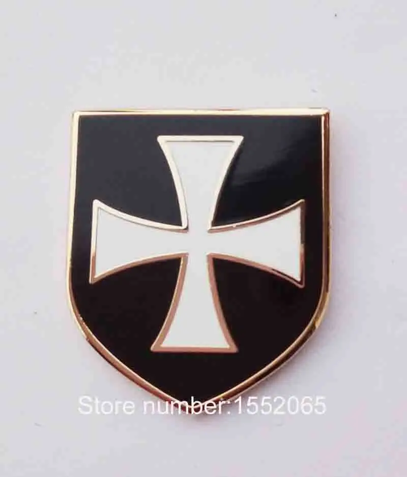 Custom Pin Badge Factory wholesale 100pcs masonic lapel badge white cross knights shield pin | Дом и сад