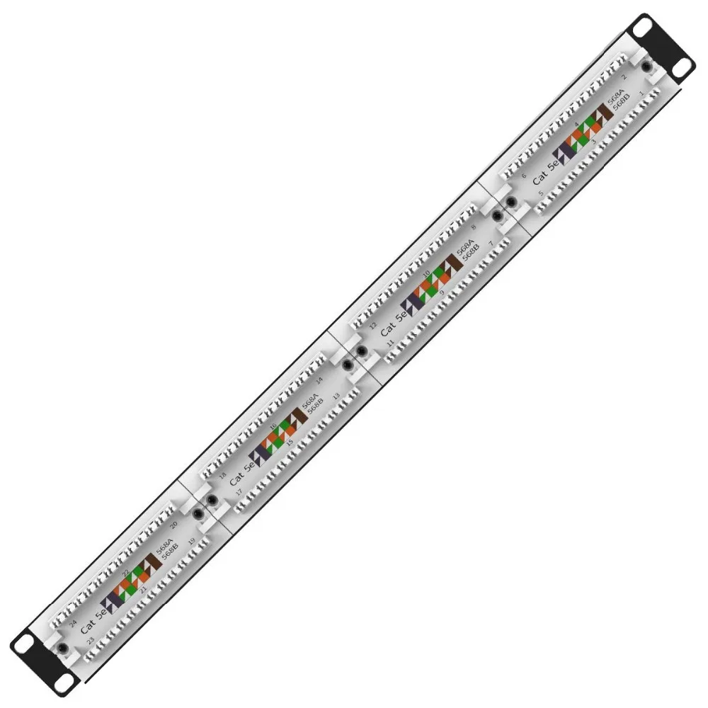 AMPCOM Supreme Series CAT5/5e Patch Panel 50u Gold Plated 1U 24-Port Rackmount or Wallmount Punch Down |