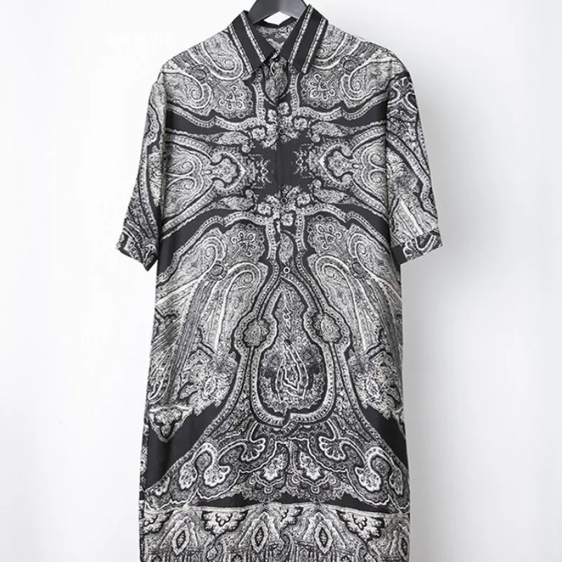 Мужская винтажная рубашка с принтом Готическая Повседневная Свободная