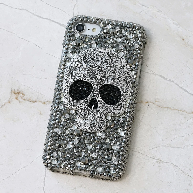 Cool Metal 3D Skull Skeleton Grey Eye Bling Cases for Huawei Mate 20 Lite 10 20/Mate Pro punk Crystal Fundas |
