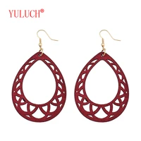 yuluch 2018 african natural wooden drops openwork pattern pendant for ethnic fashion woman earrings jewelry gifts