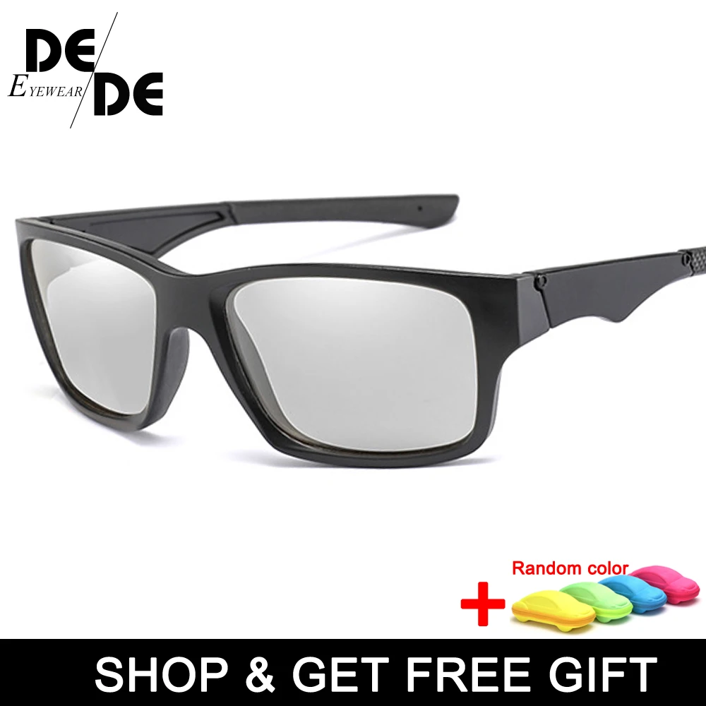

The New Mens Driving Photochromic Sunglasses Men Polarized Discoloration Sun glasses Transition Sunglasses Anti-Glare with box