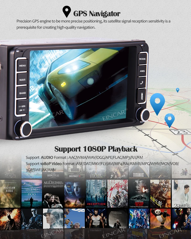 Автомобильный стерео 1080P FM/AM радио Авторадио Bluetooth головное устройство без DVD 2 din