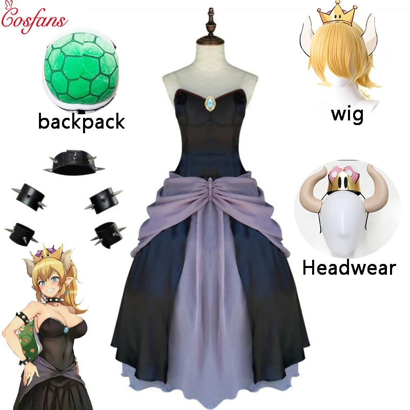 7 шт. игра принцесса Bowsette карнавальный костюм куппа Купа Hime милое платье для