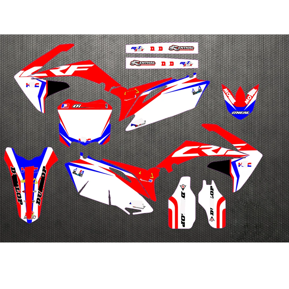 Для Honda CRF250 CRF 250 2010 2011 2012 2013 CRF450 CRF 450 2009-2012 полный Графика стены стикеры сделай сам по индивидуальному заказу номер Имя Наклейка на стену