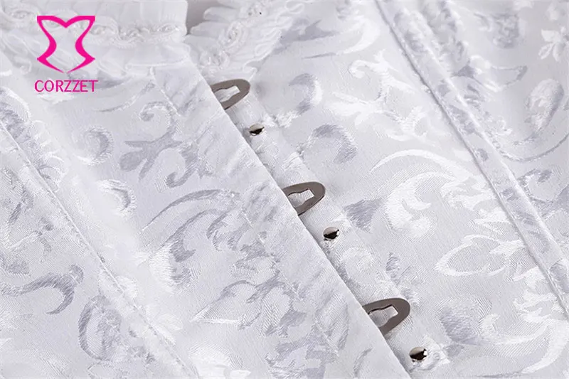 Белый жаккардовый корсет в викторианском стиле Corzzet со стальными косточками