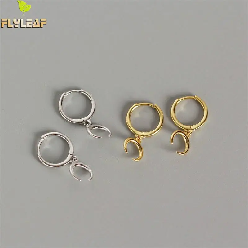 Женские Геометрические серьги кольца Flyleaf из 100% серебра 925 пробы с Золотым