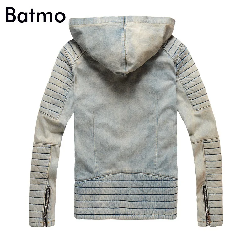 Batmo 2018 Новое поступление высокое качество улица с капюшоном деним Куртки мужчин