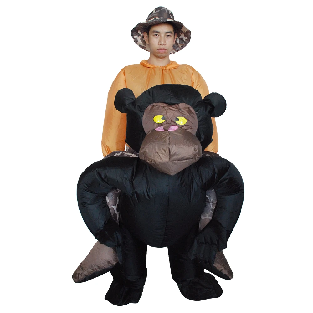 Прекрасный взрослый надувной костюм шимпанзе черный в виде орангутанга