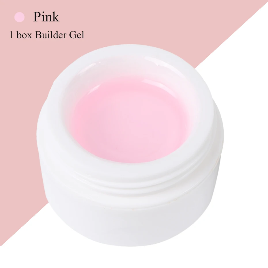 1 Box Pink 15 мл, удлиняющий УФ-Гель-лак для ногтей, розовый, белый, прозрачный, сделай сам, Французский акриловый гель для маникюра, для наращивания ногтей, французские Советы CH719 - Цвет: 1 Box Pink