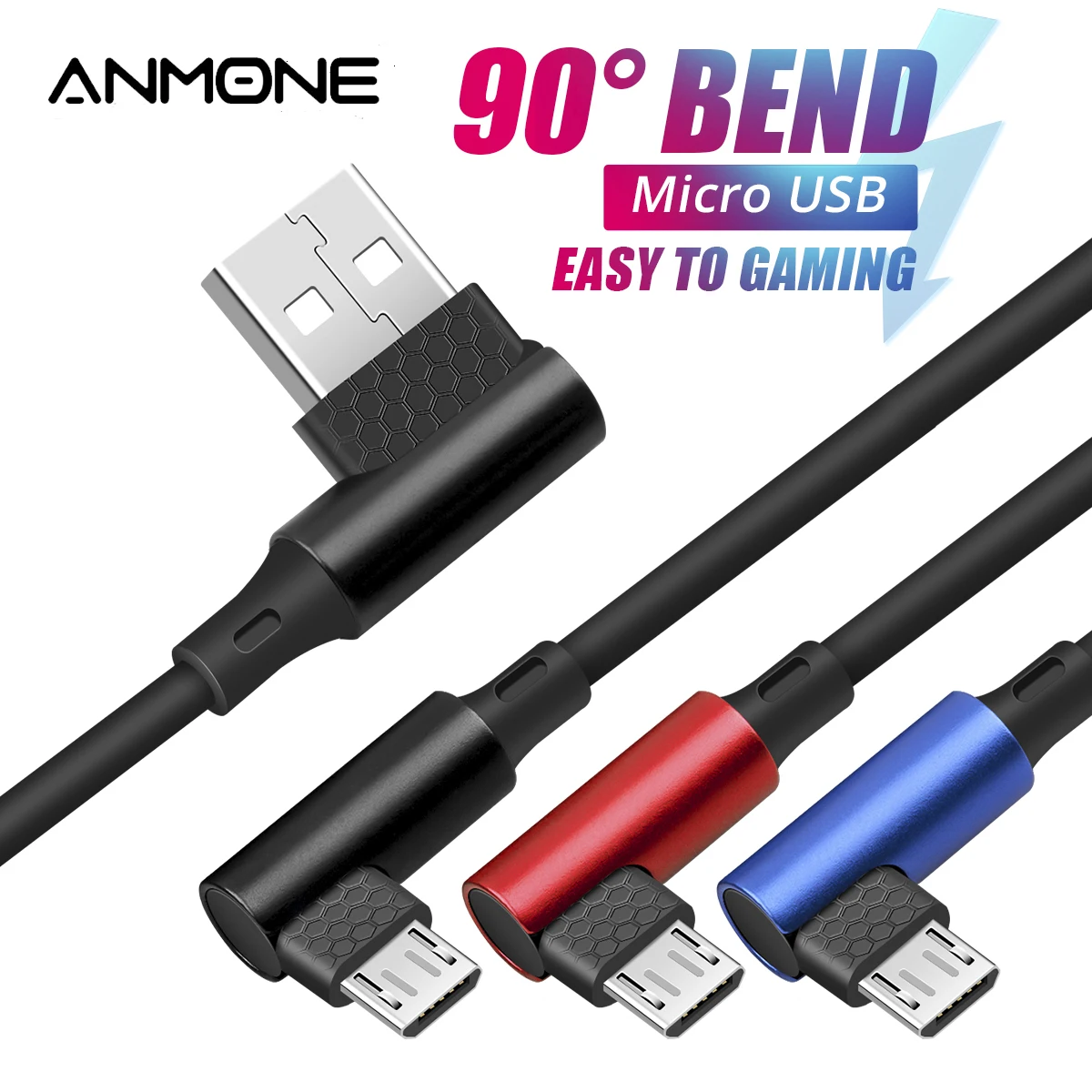 ANMONE 90 градусов кабель для зарядки Micro USB кабель для мобильного телефона Max 2.4A l-линия изогнутый шнур для зарядки данных быстрое зарядное устройство провод