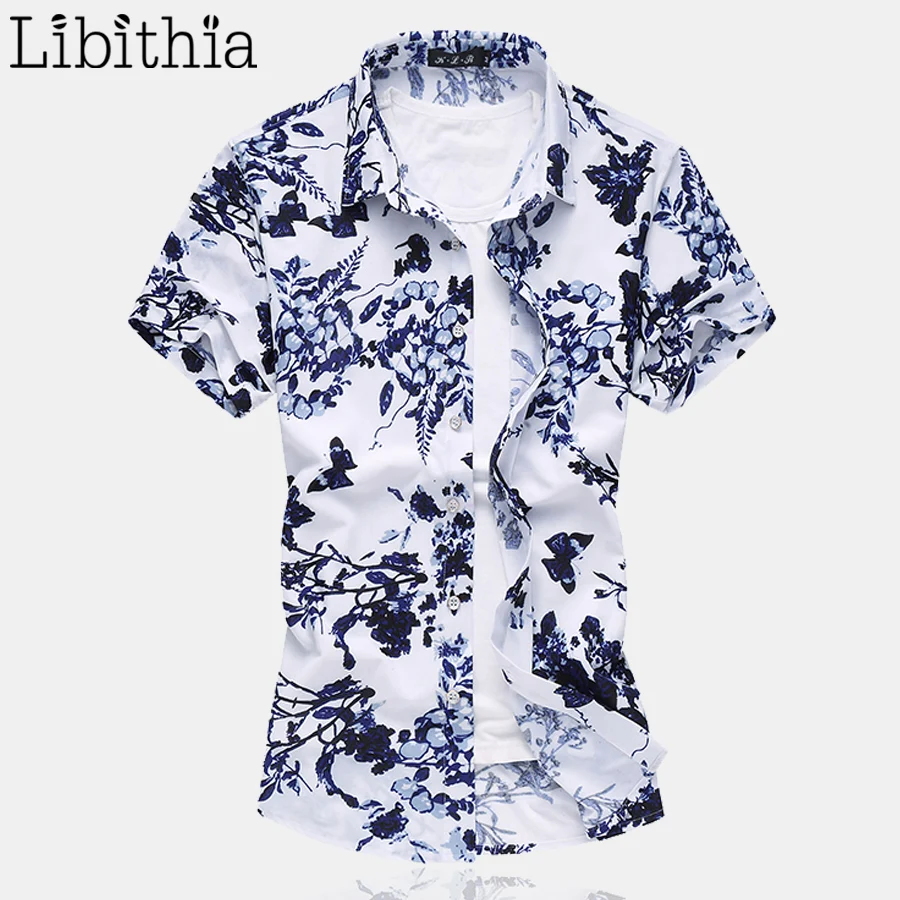 Рубашка мужская с принтом коротким рукавом тонкая высокого качества