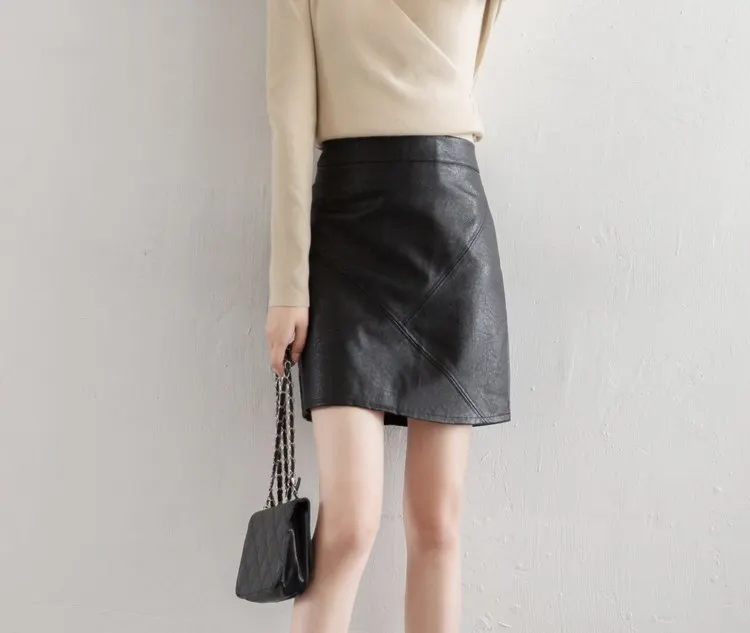 Мотоцикл мини-юбка Для женщин Street искусственная кожа Bodycon юбка-карандаш осень 2017