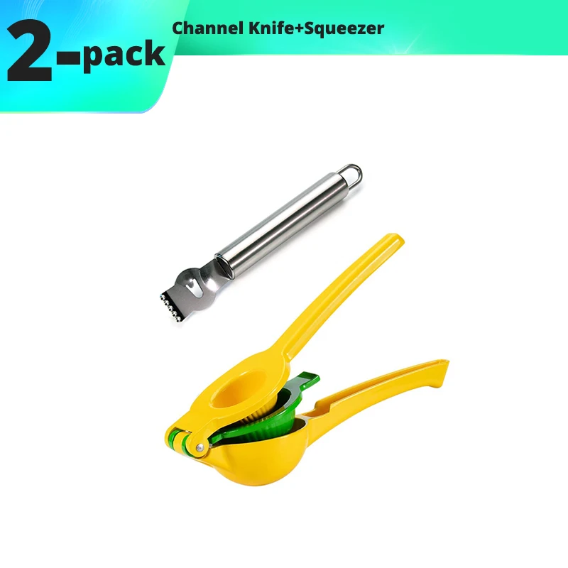 Set of 2 Пресс для чеснока, соковыжималка для цитрусовых, нож Zester Channel, набор кухонной посуды, 4 шт. в упаковке, высококачественная металлическая нержавеющая сталь - Цвет: Set of 2