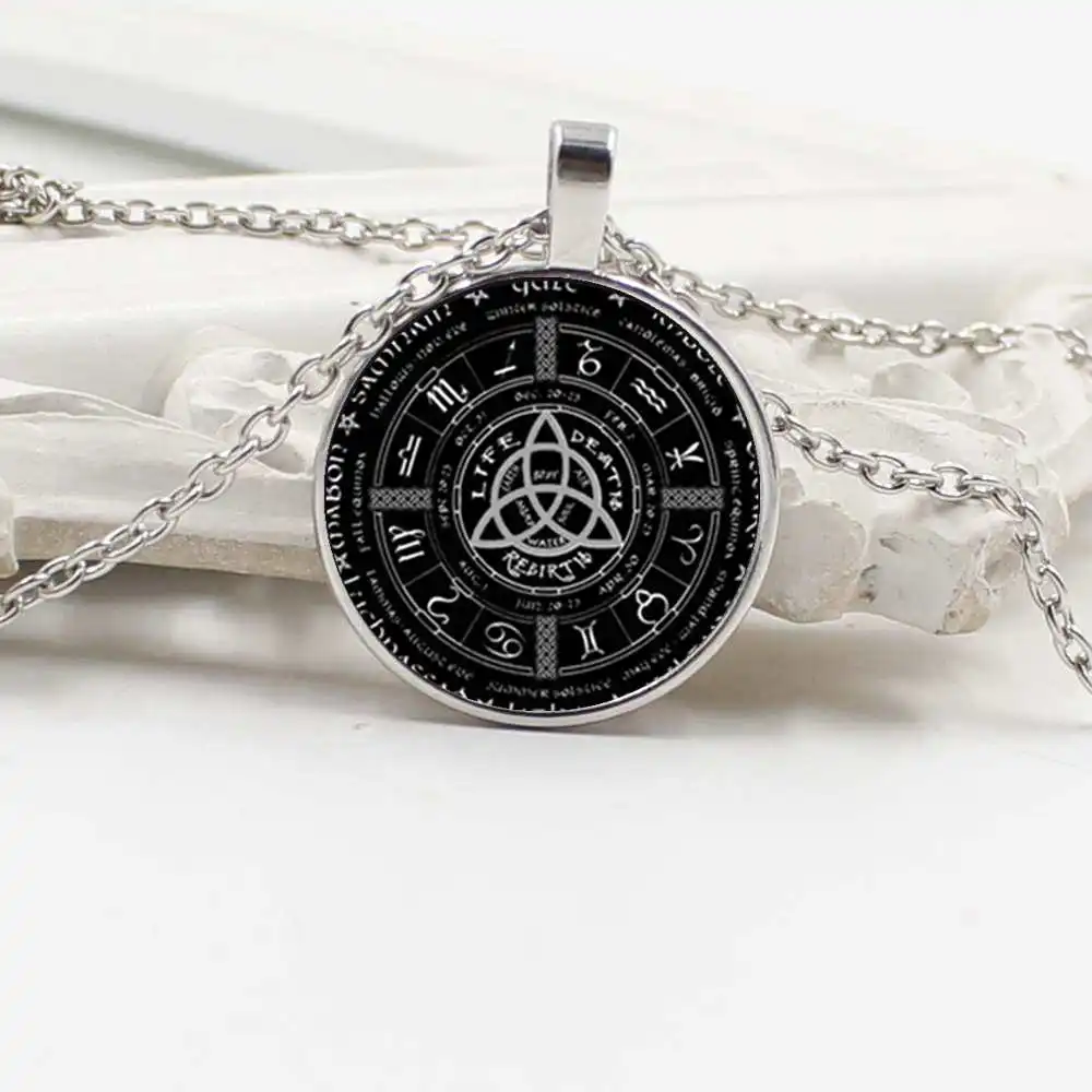 2019 new twelve constellation five-pointed star witchcraft pagan charm fashion glass sweater necklace jewelry | Украшения и