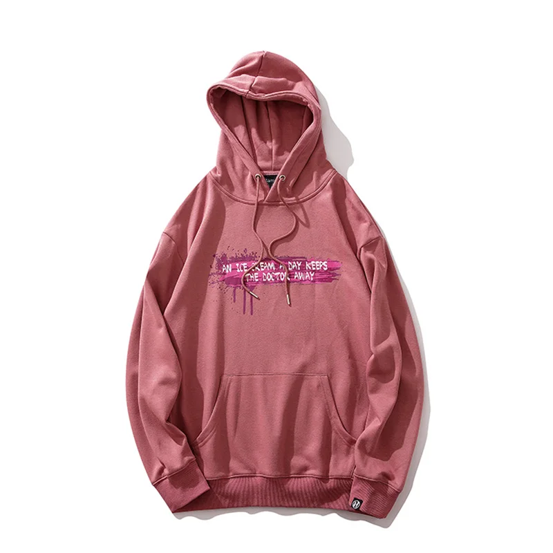 pink Aolamegs толстовки для мужчин с милым принтом Толстовка Harajuku Повседневный пуловер с капюшоном на шнурке уличная Осенняя пара уличная одежда - Цвет: pink