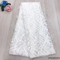 beautifical chiffon fabric white lace fabric tulle lace fabric selling nigeria cheap wedding dress soft material 5yards jyn302