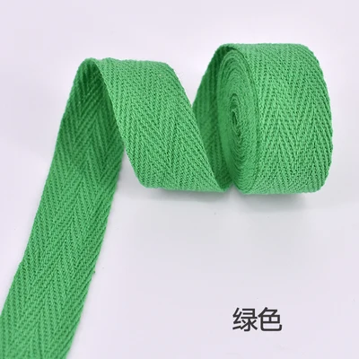 Green Заводская цена елочка/хлопчатобумажная лента с саржевым переплетением/хлопчатобумажная тесьма/косой привязки ленты для DIY мешок, ремесленные проекты ширина 25 мм 50Yd/рулон - Цвет: Green