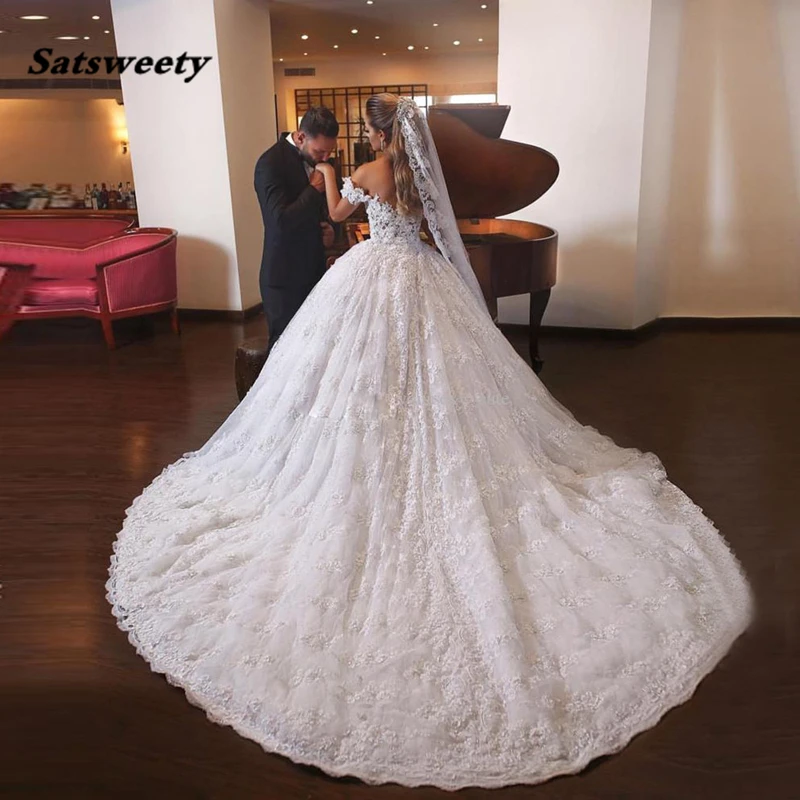 Satsweety Robe De Mariee Mariage бальное платье свадебное 2021 с коротким рукавом арабское Дубае